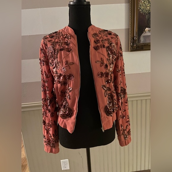 Endless Rose Coral  Bomber Jacket with Floral Design - Picture 16 of 16